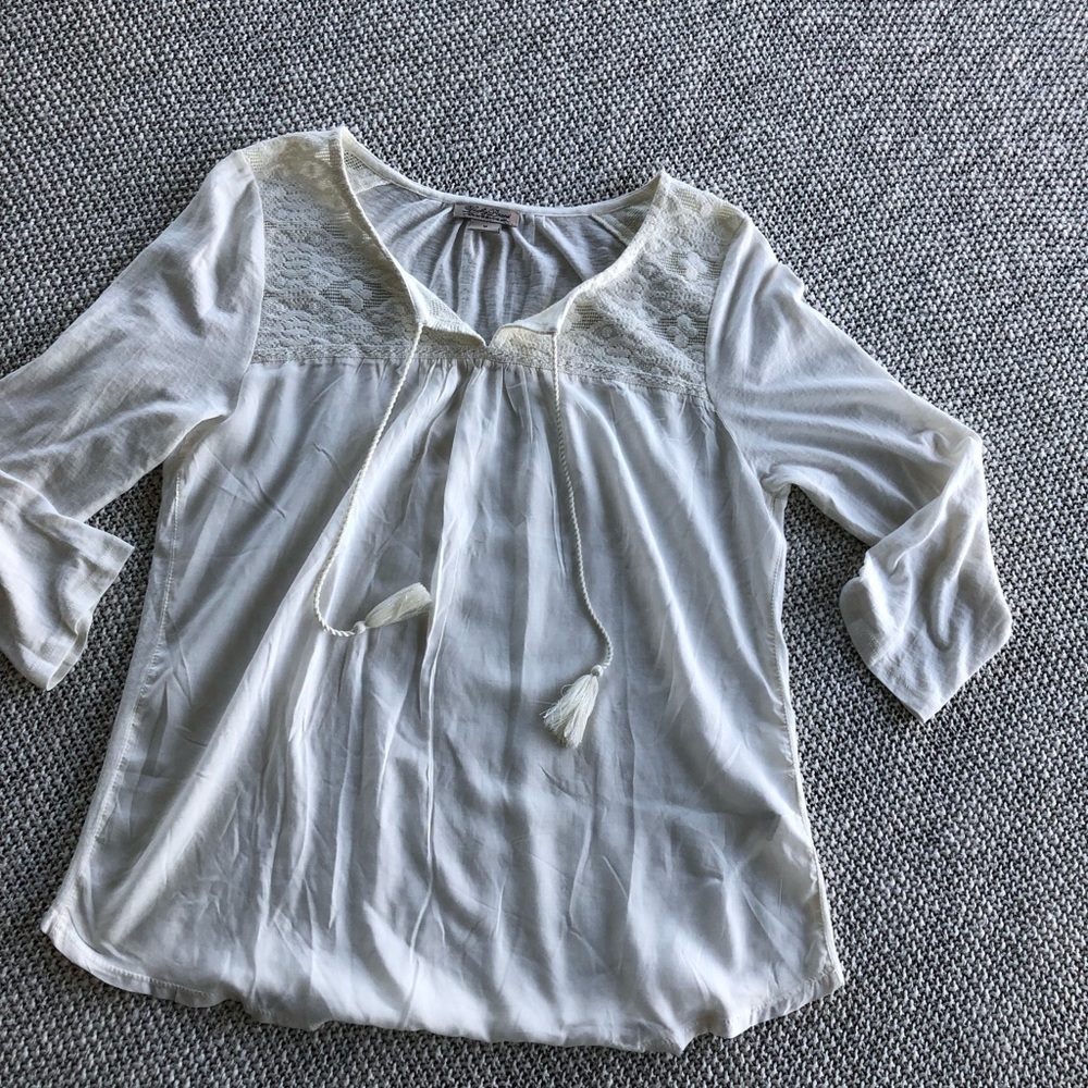 Lucky brand creamy white boho blouse soft medium